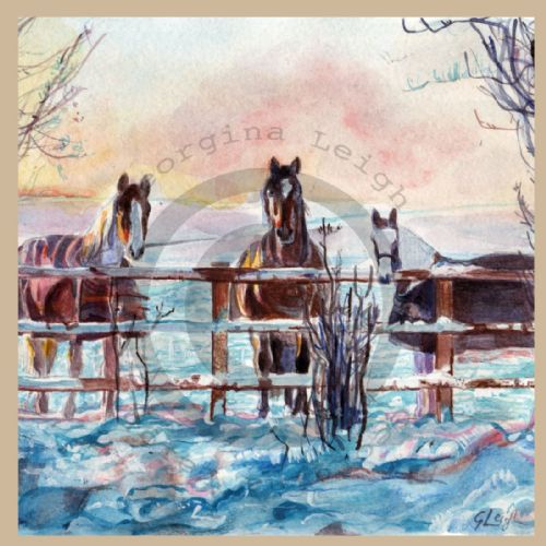 Single Winter Horse Card
